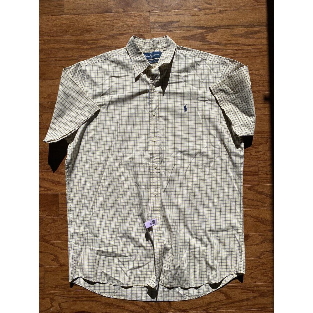 Ralph Lauren “Vintage Buttondown” Yellow Blue Striped Button‎ Up Size M